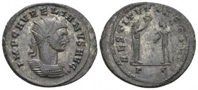 Aurelian, 270-275 Antoninianus Cyzicus circa 270-275, billon 24.30 mm., 3.74 g.
Radiate and cuirassed bust r. Rev. Victory standing r., holding palm ...
