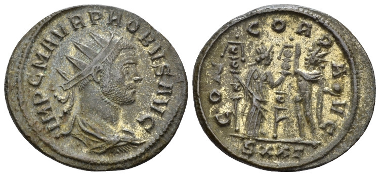 Probus, 276-282 Antoninianus Ticinum 276, billon 22.30 mm., 3.26 g.
Radiate, dr...