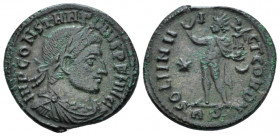 Constantine I, 307-337 Follis Rome circa 316, Æ 20.20 mm., 3.22 g.
Laureate, draped and cuirassed bust r. Rev. Sol standing l., raising hand and hold...