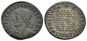 Constantius II caesar, 324-337 Follis Antiochia circa 326-327, Æ 18.70 mm., 3.06 g.
Laureate, draped and cuirassed bust l. Rev. Camp-gate with no doo...