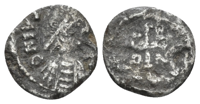 Justinian I, 527-565. Heavy 1/4 Siliqua circa 533-534, AR 10.10 mm., 0.48 g.
Pe...