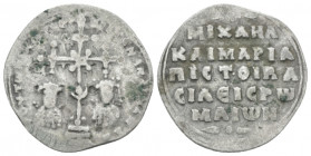 Michael VII Ducas, with Maria. 1071-1078 Miliaresion Constantinople circa 1071-1078, AR 20.00 mm., 
Cross crosslet on three steps, with saltire cross...
