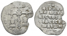 Nicephorus III and Maria Alani, 1078-1081 Miliaresion Constantinople circa 1078-1081, AR 20.00 mm., 1.51 g.
N I KHΘ KAI MAPI ЄN TVTW N I KATЄ Patriar...
