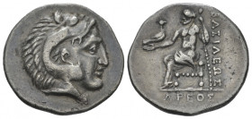 , Drachm Early XX century, AR 19.90 mm., 4.34 g.
Head of Heracles r., wearing lion-skin headdress. Rev. Zeus seated l., holding eagle and sceptre.
...