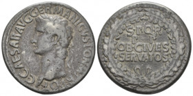 Padova, Paduan sestertius of Gaius , AR 33.40 mm., 27.68 g.
 Laureate head l. Rev. SPQR / P P / OB CIVES / SERVATOS within oak wreath. For type, cf. ...