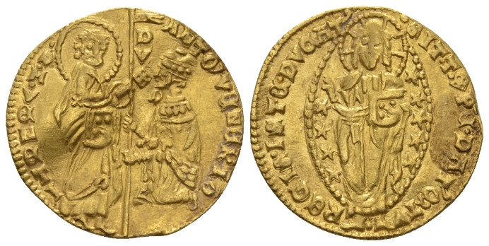 Venezia, Ducato 1382-1400, AV 20.20 mm., 3.42 g.
 Paolucci 1. Fr. 1229.
 
 Wa...