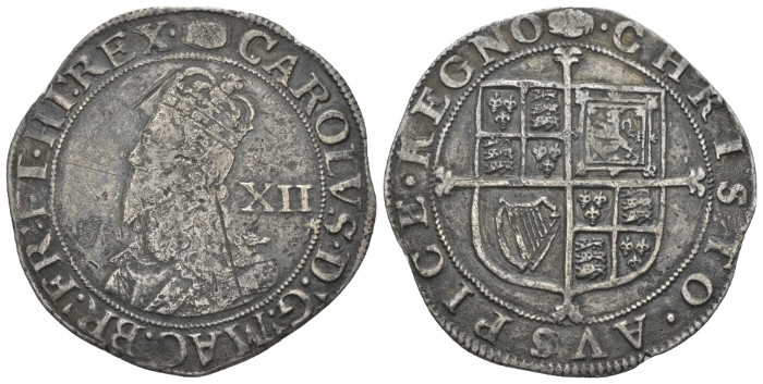 Tower, Charles I, 1625-1649 Shilling 1636-1638, AR 30.00 mm., 5.81 g.
 Spink 27...