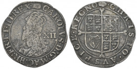 Tower, Charles I, 1625-1649 Shilling 1636-1638, AR 30.00 mm., 5.81 g.
 Spink 2794.
 
 Old cabinet tone and About very fine