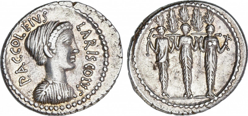 Roman Republic
Accoleia
Denario. 43 a.C. ACCOLEIA. P. Accoleius Lariscolus. An...