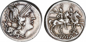 Roman Republic
Aelia
Denario. 210-208 a.C. AELIA. C. Aelius. Rev.: Dióscuros a caballo a derecha, encima estrellas, debajo C.AL. 4,59 grs. Muy escas...