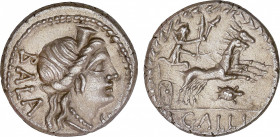 Roman Republic
Aelia
Denario. 92 a.C. AELIA. C. Allius Bala. Anv.: Cabeza diademada de Diana a derecha, delante C, detrás BALA. Rev.: Diana con dos ...