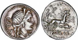 Roman Republic
Aelia
Denario. 92 a.C. AELIA. C. Allius Bala. Anv.: Cabeza diademada de Diana a derecha, delante C, detrás BALA. Rev.: Diana en biga ...