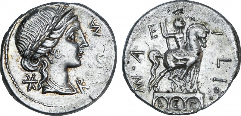 Roman Republic
Aemilia
Denario. 114-113 a.C. AEMILIA. Man. Aemilius Lepidus. S...
