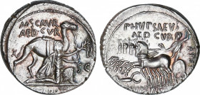 Roman Republic
Aemilia
Denario. 58 a.C. AEMILIA. M. Aemilius Scaurus y Pub Plautius Hypsaeus. Anv.: M. SCAVR / AED. CVR., a los lados: EX - SC. En e...