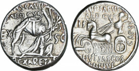 Roman Republic
Aemilia
Denario. 58 a.C. AEMILIA. M. Aemilius Scaurus y Pub Plautius Hypsaeus. Anv.: M. SCAVR / AED. CVR, a los lados EX-SC. En exerg...