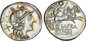 Roman Republic
Afrania
Denario. 150 a.C. AFRANIA. Spurius Afranus. Rev.: Victoria con látigo en biga a derecha, debajo SAFRA. En exergo: ROMA. 3,95 ...