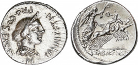 Roman Republic
Annia
Denario. 82-81 a.C. ANNIA. C. Annius y Lucius Fabius. HISPANIA. Anv.: C.ANNI T.F.T.N. PRO. COS. EX. S.C. Busto diademado de Ann...