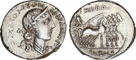 Roman Republic
Annia
Denario. 82-81 a.C. ANNIA. C. Annius y Lucius Fabius. HISPANIA. Anv.: C. ANNIVS T.F.T.N. PRO. COS. EX. S.C. Busto diademado de ...