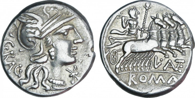 Roman Republic
Antestia
Denario. 136 a.C. ANTESTIA. L. Antestius Gragulus. Anv...