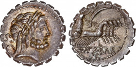 Roman Republic
Antonia
Denario. 83-82 a.C. ANTONIA. Q. Antonius Balbus. Anv.: S.C. Cabeza laureada de Júpiter a derecha. Rev.: Victoria en cuadriga ...