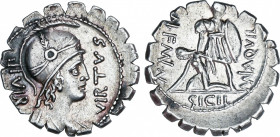 Roman Republic
Aquillia
Denario. 71 a.C. AQUILLIA. Marius Aquillius Mn. f. Mn. n. Anv.: Busto de la Virtud a derecha entre III VIR y VIRTVS. Rev.: M...