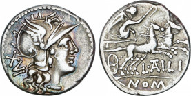 Roman Republic
Atilia
Denario. 141 a.C. ATILIA. L. Atilius Nomentanus. Anv.: Cabeza de Roma a derecha, detrás XVI. Rev.: Victoria en biga a derecha,...
