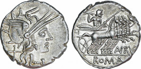Roman Republic
Aurelia
Denario. 144 a.C. AURELIA. Aurelius Rufus. Rev.: Júpiter en cuadriga a derecha, debajo AVRVF. (AV y VF nexadas). 3,88 grs. EB...