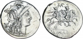 Roman Republic
Baebia
Denario. 194-190 a.C. BAEBIA. C. Baebius Tampilus. Rev.: Dióscuros a caballo a derecha, encima TAMP (nexadas) entre estrellas....