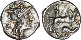 Roman Republic
Caecilia
Denario. 128 a.C. CAECILIA. Q. Caecilius Metellus Diadematus. Rev.: La Piedad en biga a derecha, debajo cabeza de elefante. ...