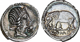 Roman Republic
Caecilia
Denario. 81 a.C. CAECILIA. Q. Caecilius Metellus Pius. HISPANIA. Anv.: Cabeza diademada de la Piedad a derecha, delante cigu...
