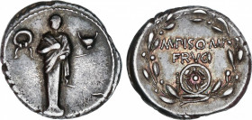 Roman Republic
Calpurnia
Denario. 68-66 a.C. CALPURNIA. M. Calpurnius Piso Frugi. Anv.: Estatua del dios Terminus entre corona y pátera. Rev.: M. PI...