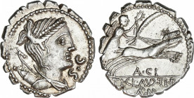 Roman Republic
Caludia
Denario. 79 a.C. CLAUDIA. Ti. Claudius Nero. Anv.: Busto diademado de Diana a derecha, entre arco y carcaj y SC delante. Rev....