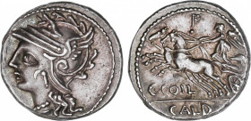 Roman Republic
Coelia / Coilia
Denario. 104 a.C. COELIA o COILIA. C. Coelius Caldus. Rev.: Victoria en biga a izquierda, encima F sobre punto, debaj...