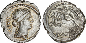 Roman Republic
Considia
Denario. 46 a.C. CONSIDIA. C. Considius Paetus. Anv.: Cabeza de Venus Erycina a derecha, detrás PAETI. Rev.: Victoria en cua...