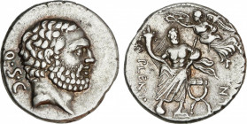 Roman Republic
Cornelia
Denario. 74 a.C. CORNELIA. Pub Lentulus P.f. L.n. Spinther. Anv.: Cabeza de Hércules a derecha, detrás Q.S.C. Rev.: Genio de...