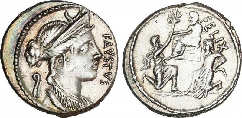 Roman Republic
Cornelia
Denario. 56 a.C. CORNELIA. Faustus Cornelius Sulla. An...