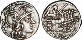 Roman Republic
Curiatia
Denario. 142 a.C. CURIATIA. Caius Curiatius Trigeminus. Rev.: C CVR. En exergo: ROMA. 3,62 grs. Variante por no llevar X baj...