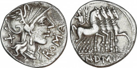 Roman Republic
Domitia
Denario. 116-115 a.C. DOMITIA. Cnaeus Domitius Ahenobarbus. Anv.: Cabeza de Roma a derecha, entre X y ROMA. Rev.: Júpiter en ...