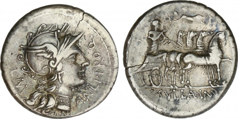 Roman Republic
Manlia
Denario. 82 a.C. MANLIA. L. Manlius Torquatus. Anv.: Cab...