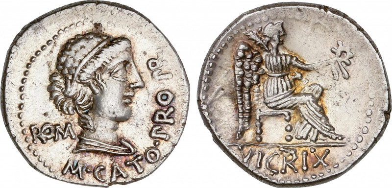 Roman Republic
Porcia
Denario. 47-46 a.C. PORCIA. M. Porcius Cato. ÁFRICA. Anv...