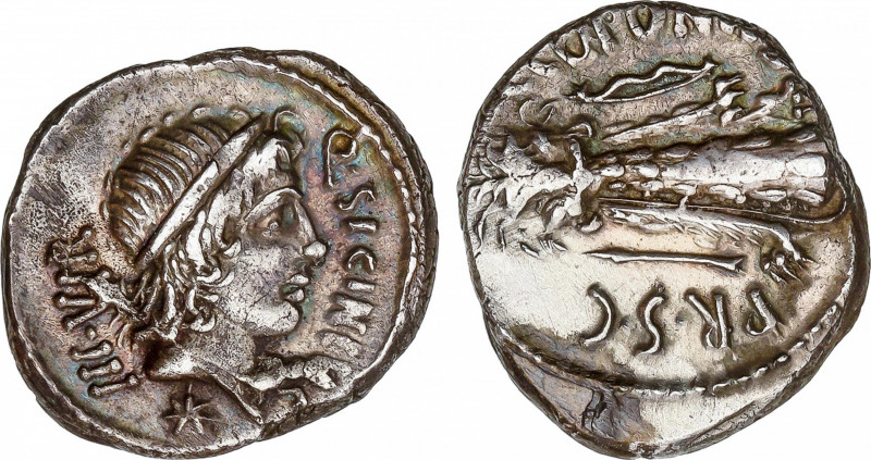 Roman Republic
Sicinia
Denario. 49 a.C. SICINIA. Q. Sicinius y C. Coponius. An...