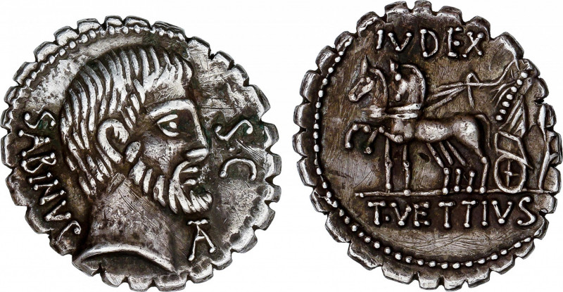 Roman Republic
Vettia
Denario. 70 a.C. VETTIA. T. Vettius Sabinus. Anv.: Cabez...