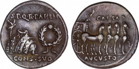 Roman Empire
Augustus (27 BC-14 AD)
Denario. Acuñada el 18 a.C. AUGUSTO. COLONIA PATRICIA (Córdoba). Anv.: S.P.Q.R. PARENT. (NT entrelazadas) CONS. ...