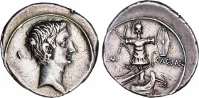 Roman Empire
Augustus (27 BC-14 AD)
Denario. Acuñada el 29-27 a.C. OCTAVIO. Anv.: Cabeza descubierta de Augusto a derecha. Rev.: IMP. CAESAR. Trofeo...