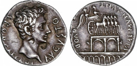 Roman Empire
Augustus (27 BC-14 AD)
Denario. Acuñada el 18-16 a.C. AUGUSTO. COLONIA PATRICIA (Córdoba). Anv.: S.P.Q.R. CAESARI AVGVSTO. Cabeza descu...
