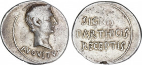 Roman Empire
Augustus (27 BC-14 AD)
Denario. Acuñada el 19-18 a.C. AUGUSTO. PERGAMUM. Anv.: AVGVSTVS. Busto a derecha. Rev.: SIGNIS PARTHICIS RECEPT...