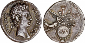 Roman Empire
Augustus (27 BC-14 AD)
Denario. Acuñada el 19-18 a.C. AUGUSTO. CAESAR AUGUSTA (Zaragoza). Anv.: CAESAR AVGVSTVS. Cabeza laureada de Aug...