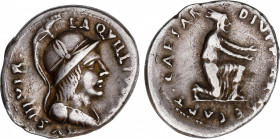 Roman Empire
Augustus (27 BC-14 AD)
Denario. Acuñada el 19 a.C. AUGUSTO. L. Aquillius Florus. Anv.: L. AQVILLIS FLORVS III. VIR. Busto con casco del...
