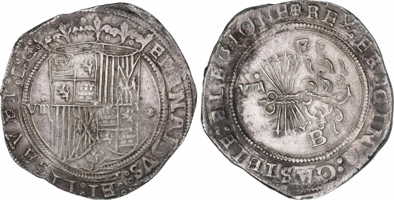 Ferdinand and Isabella (1479-1516)
8 Reales. BURGOS. Encapsulada por NGC AU 55 ...