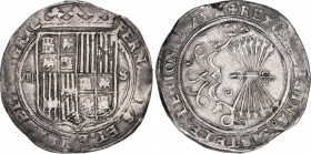 Ferdinand and Isabella (1479-1516)
8 Reales. SEVILLA. Anv.: VIII roel encima - Escudo - S. Rev.: 7 flechas. P tumbada en campo. 26,99 grs. Muy escasa...